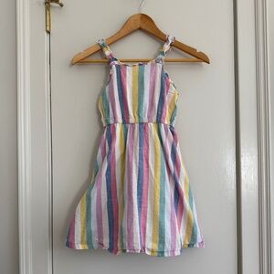 J.Crew Crewcuts Rainbow Pastel Striped Dress Cotton Linen Dress s7